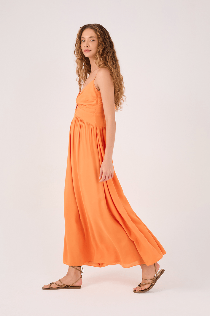Vestido Longo Busto Franzido