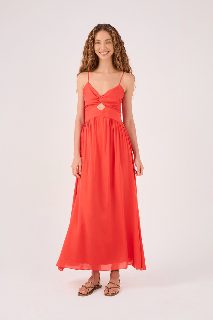 Vestido Longo Busto Franzido