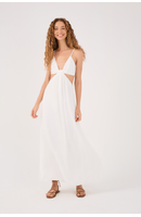 Vestido Longo Crepe Decote Lateral