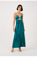 Vestido Cetim Cropped Recorte