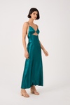Vestido Cetim Cropped Recorte
