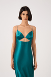 Vestido Cetim Cropped Recorte