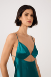 Vestido Cetim Cropped Recorte