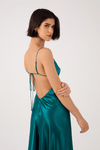 Vestido Cetim Cropped Recorte