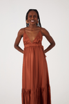 Vestido Longo Cetim Amarracao Lateral