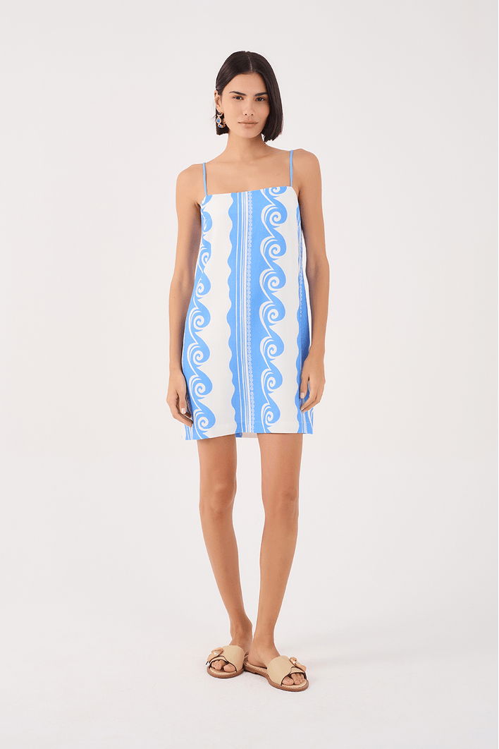 Vestido Linho Estampa Quebra-mar