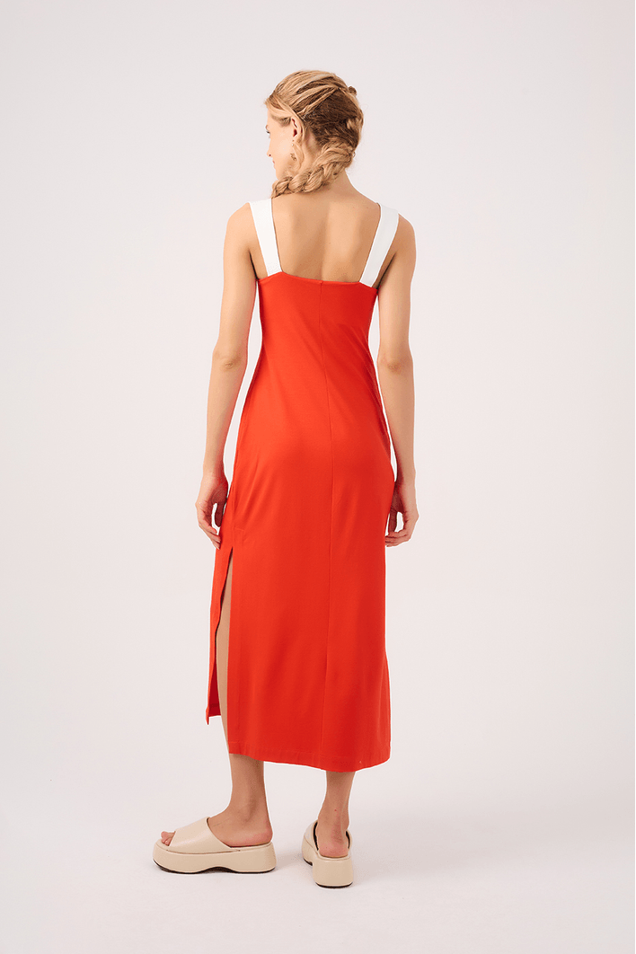 Vestido Crepe Bicolor