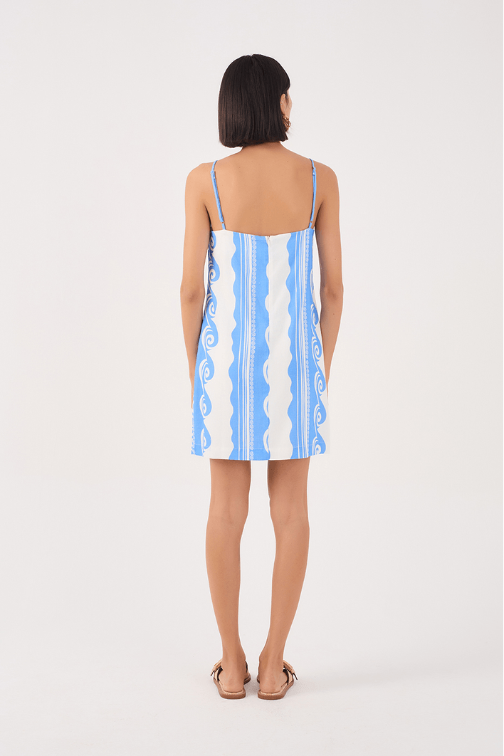 Vestido Linho Estampa Quebra-mar