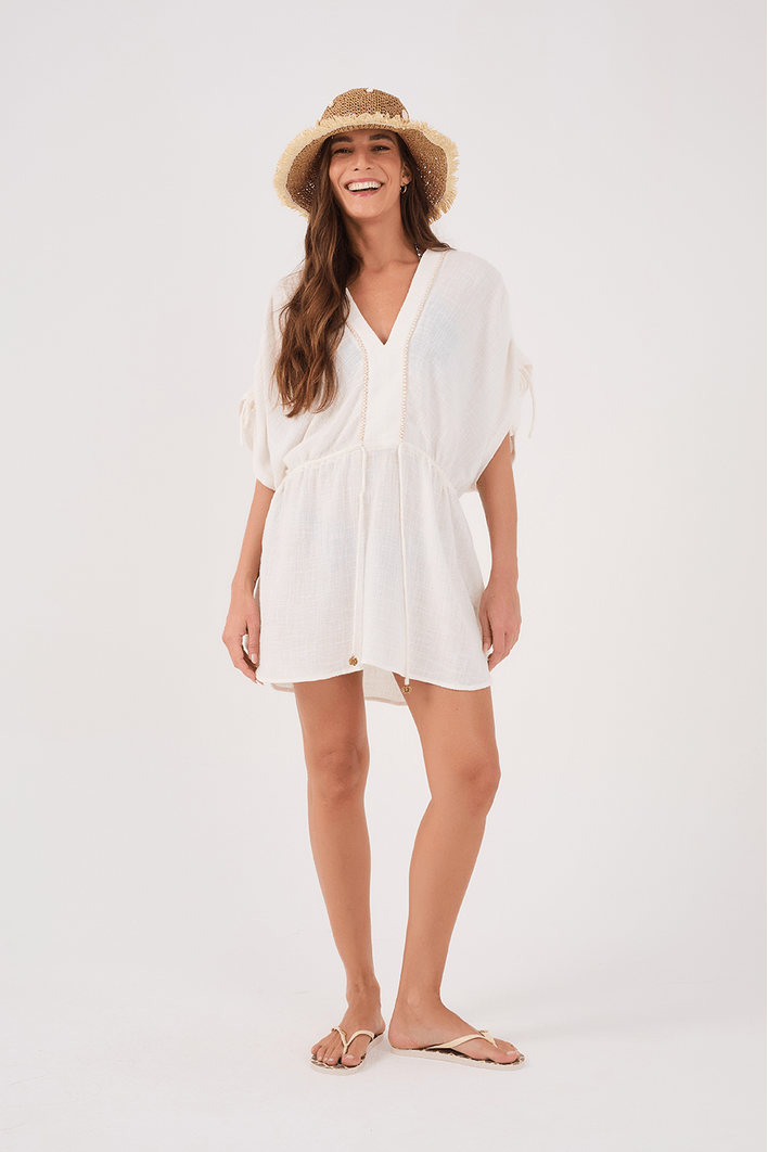 Vestido Gaze Com Bordado