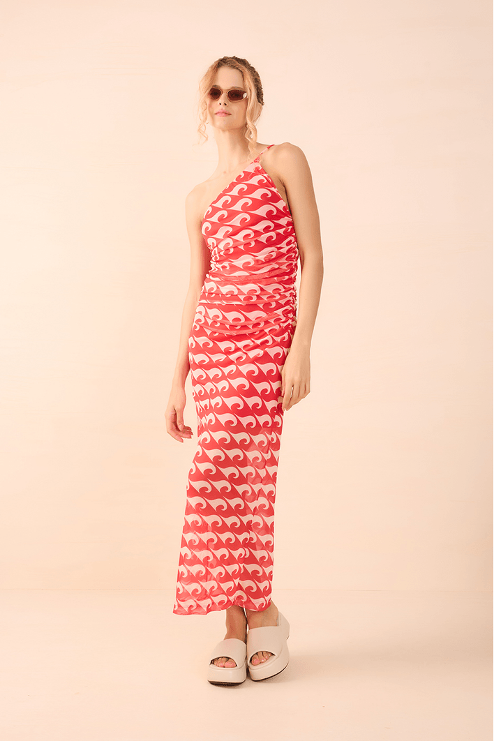 Vestido Ombro Só Tule Estampa Drop