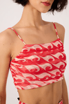 Blusa Drapeada Tule Estampa Drop