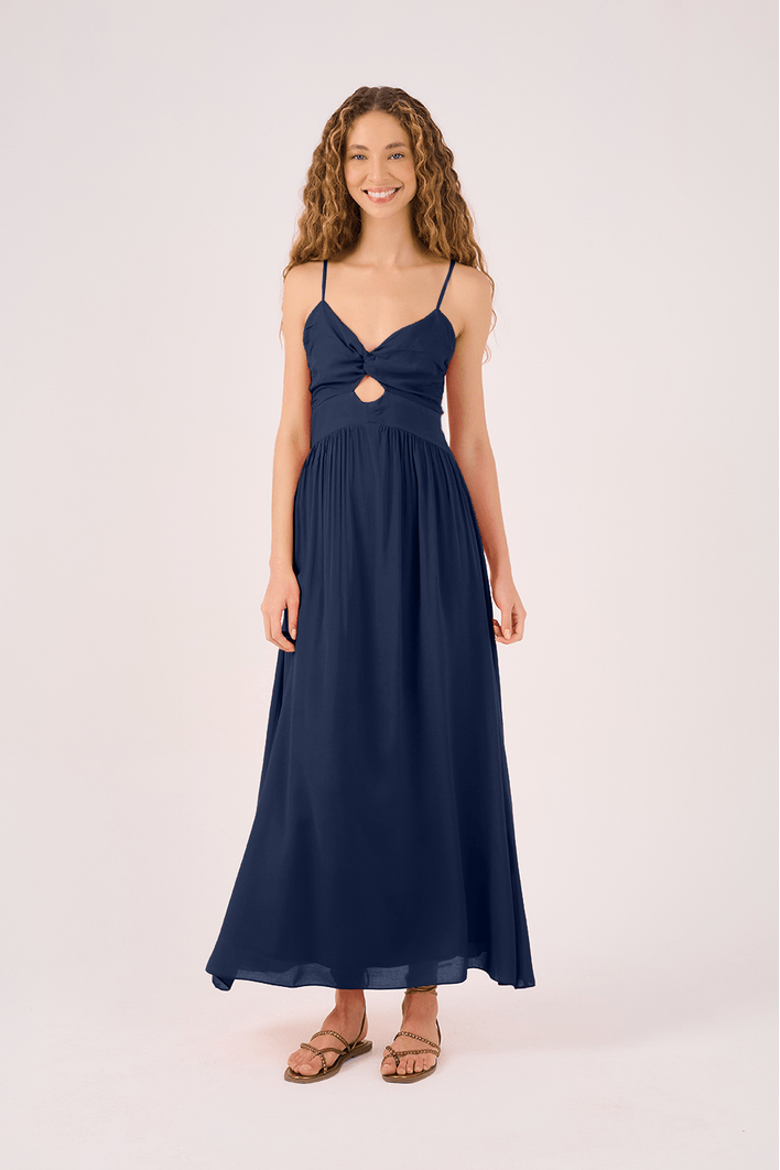 Vestido Longo Busto Franzido