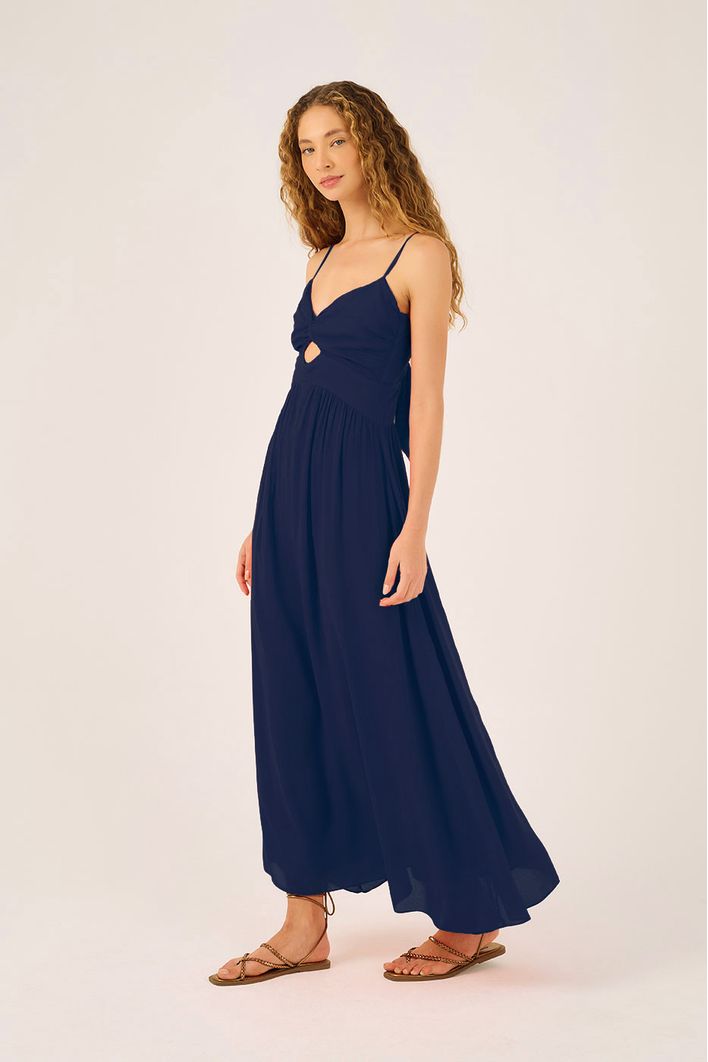 Vestido Longo Busto Franzido