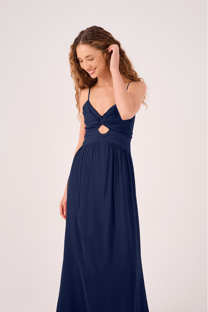 Vestido Longo Busto Franzido