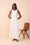 Vestido Cropped Linho Recorte Lateral