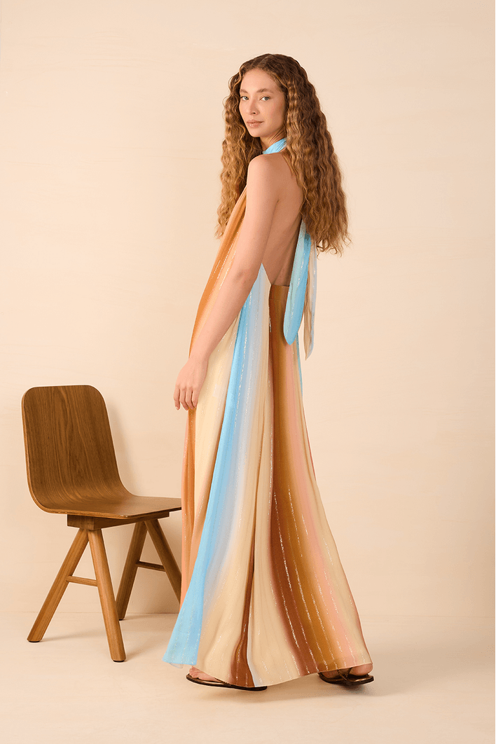 Vestido Cropped Lurex Estampa Recanto