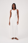 Vestido Cropped Linho Recorte Lateral