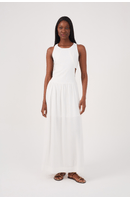 Vestido Cropped Linho Recorte Lateral