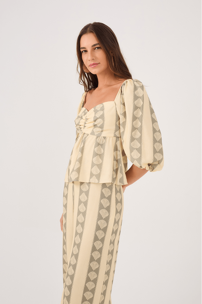 Blusa Linho Estampa Atins
