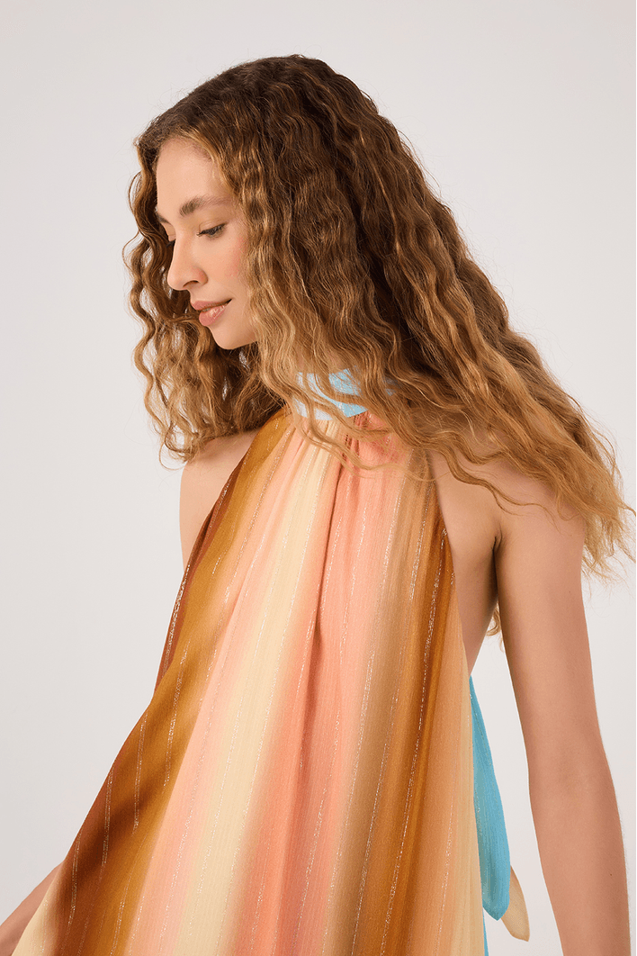 Vestido Cropped Lurex Estampa Recanto