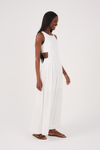 Vestido Cropped Linho Recorte Lateral