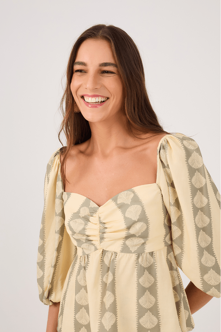 Blusa Linho Estampa Atins