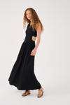Vestido Cropped Linho Recorte Lateral