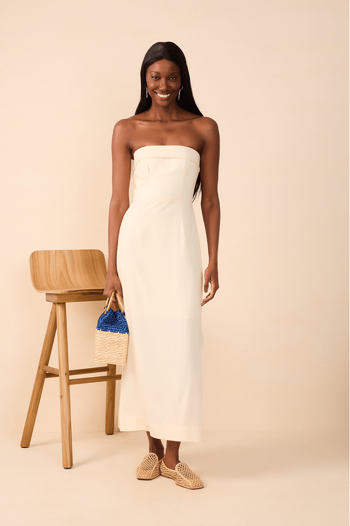 Vestido Midi Linho Lastex Costas
