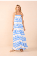 Vestido Cropped Linho Estampa Quebra-mar