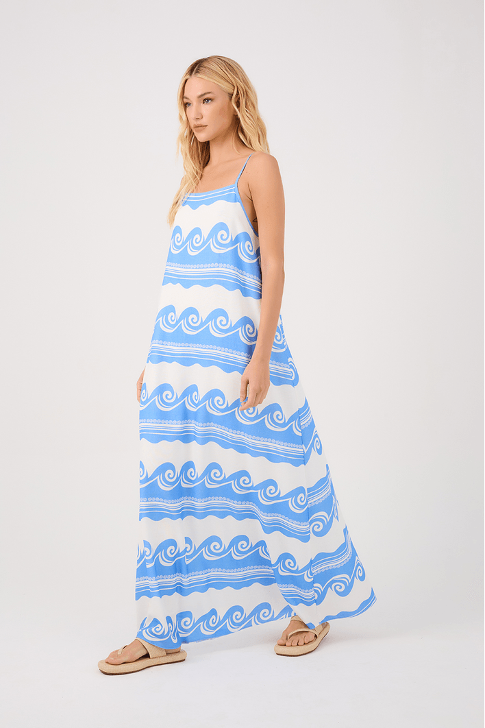 Vestido Cropped Linho Estampa Quebra-mar