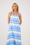 Vestido Cropped Linho Estampa Quebra-mar