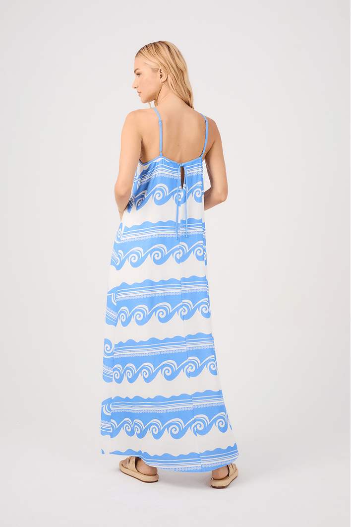 Vestido Cropped Linho Estampa Quebra-mar