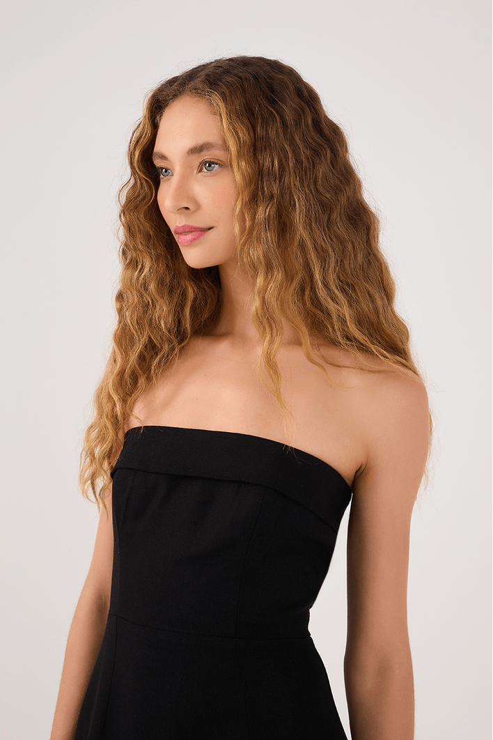 Vestido Midi Linho Lastex Costas