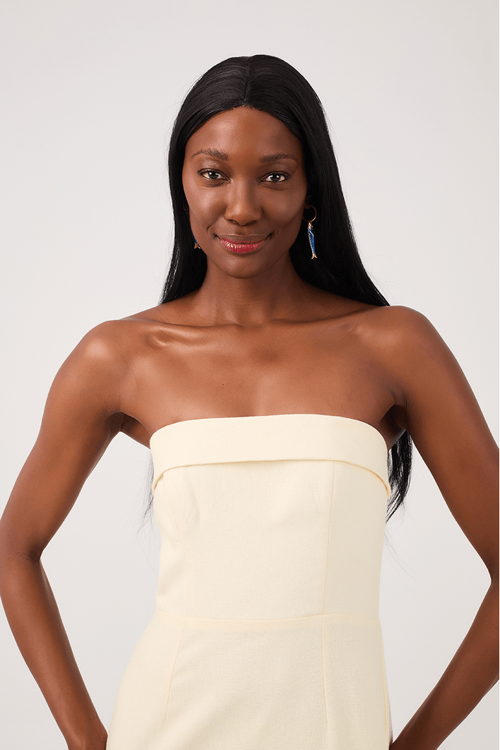 Vestido Midi Linho Lastex Costas