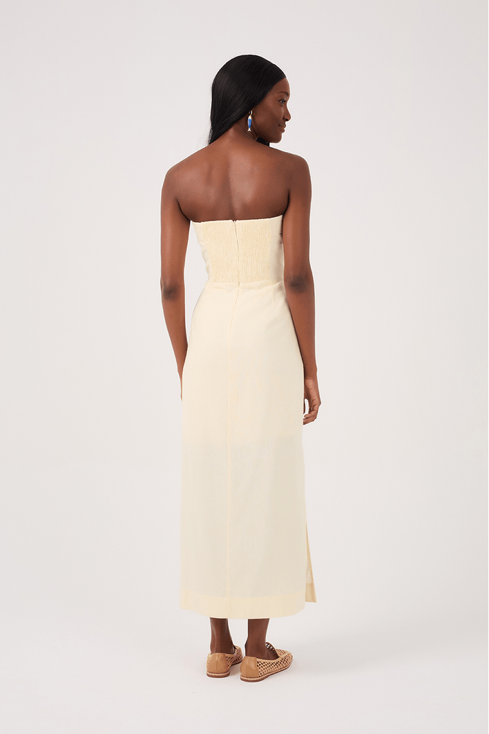 Vestido Midi Linho Lastex Costas