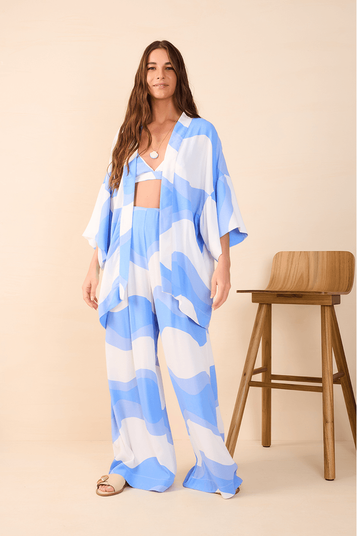 Calça Pantalona Crepe Estampa Fluir