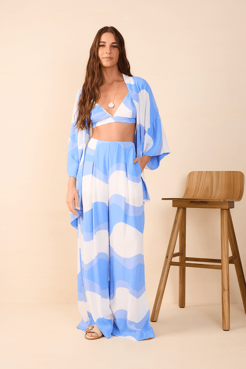 Kimono Com Top Crepe Estampa Fluir