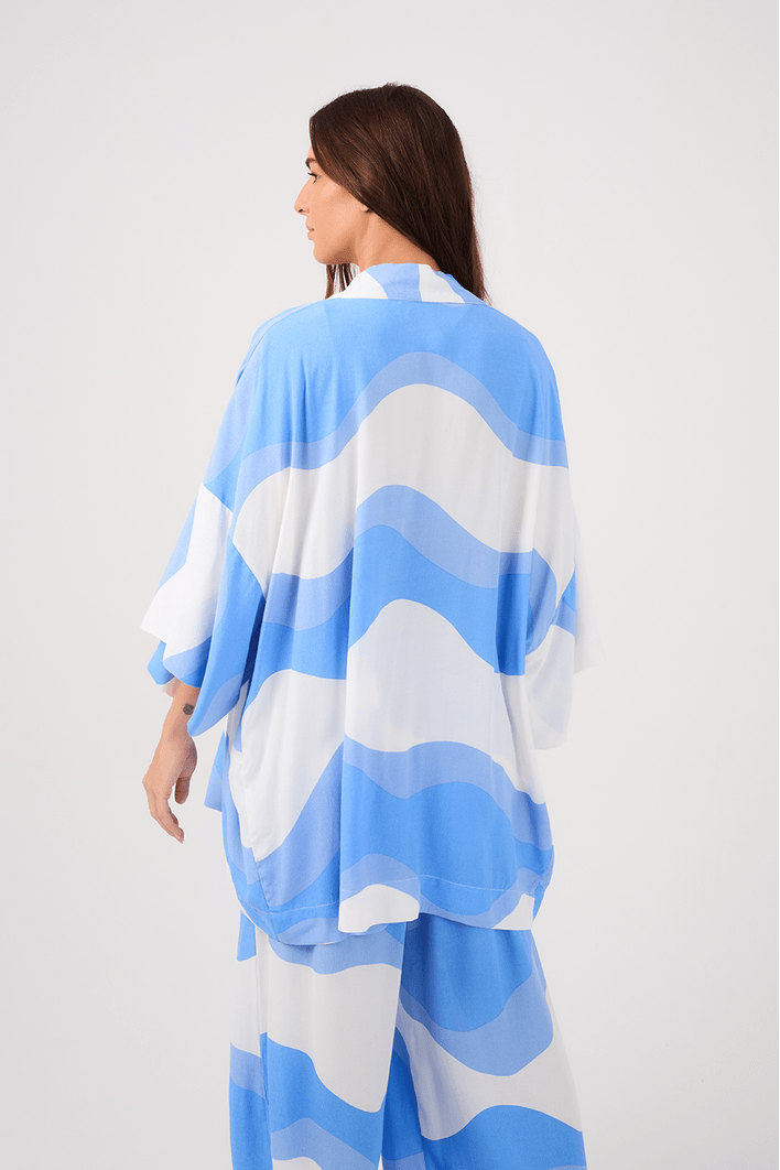 Kimono Com Top Crepe Estampa Fluir