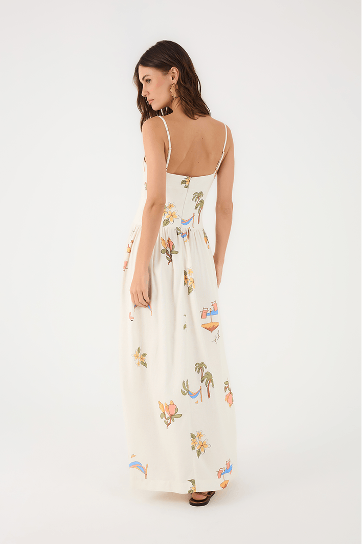 Vestido Cropped Linho Estampa Cenas