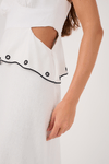 Vestido Cropped Linho Bordado Festonê