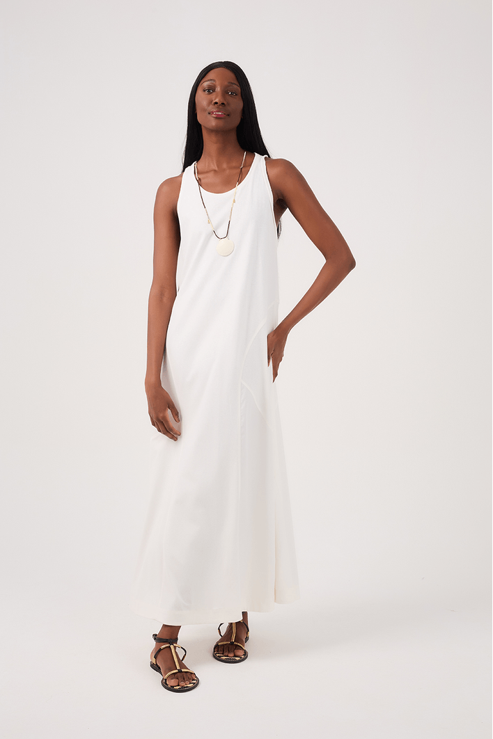 Vestido Recortes Malha Com Tecido