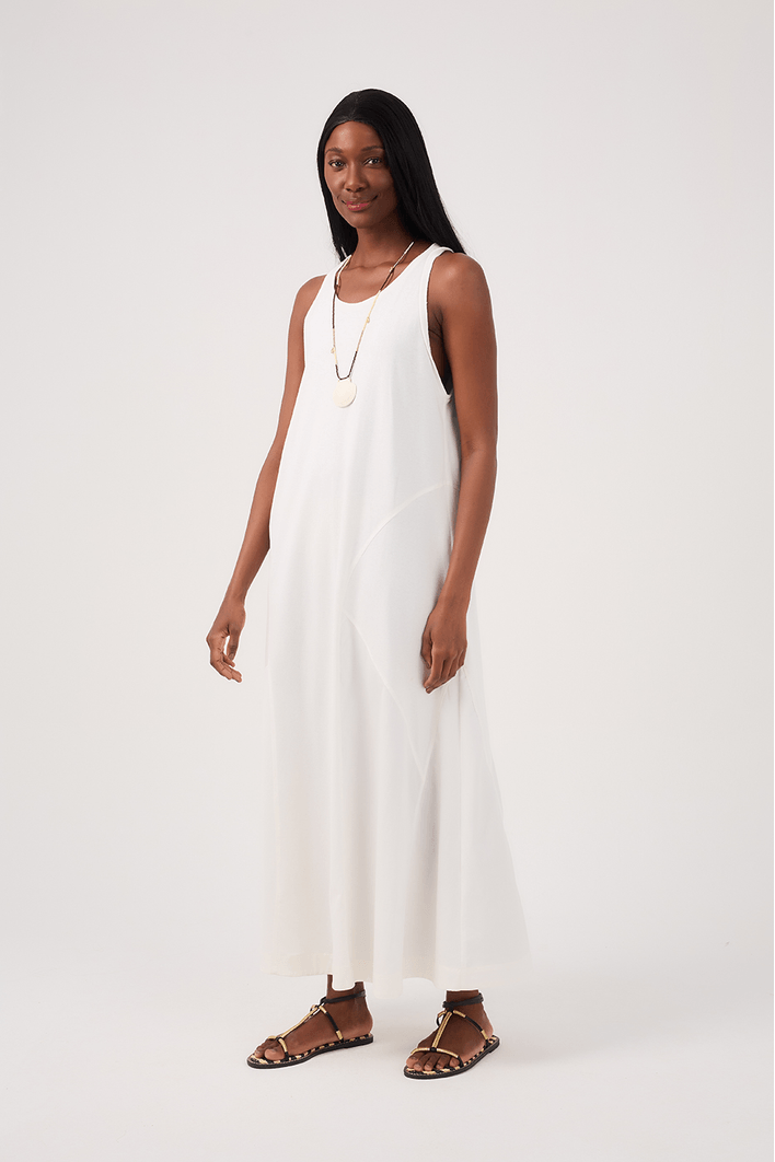 Vestido Recortes Malha Com Tecido