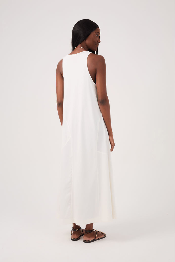 Vestido Recortes Malha Com Tecido