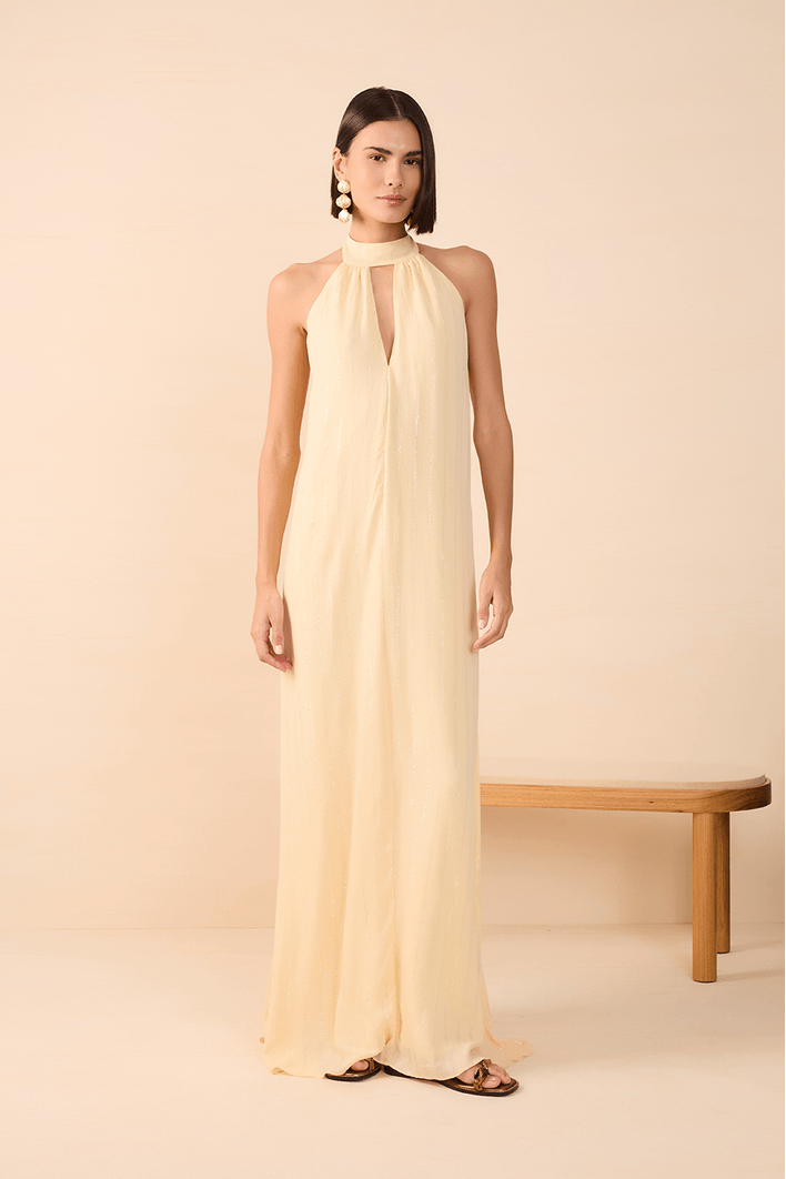 Vestido Longo Lurex Frente Única