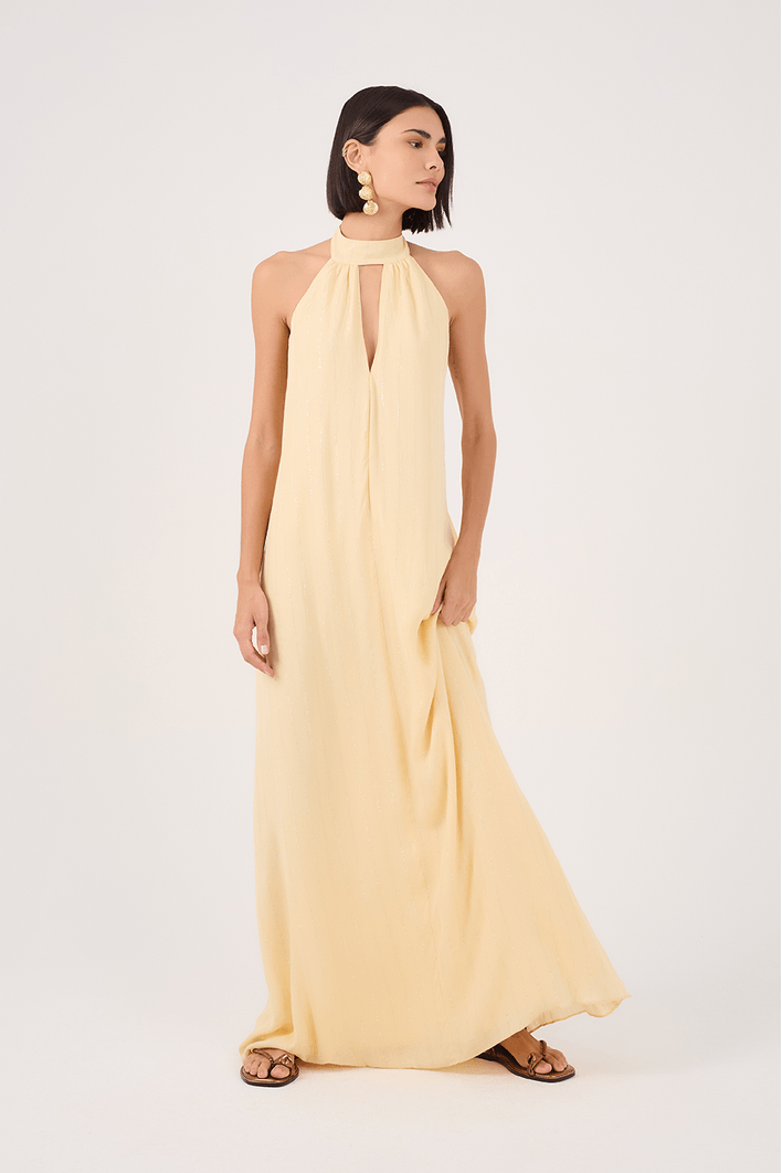 Vestido Longo Lurex Frente Única