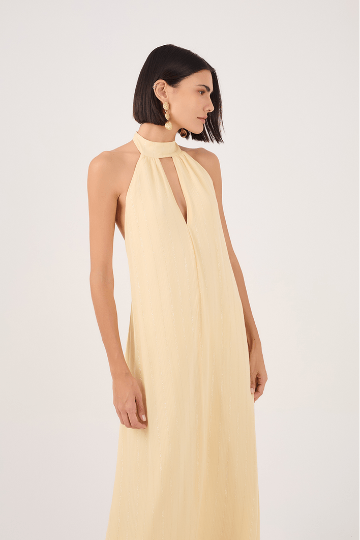 Vestido Longo Lurex Frente Única