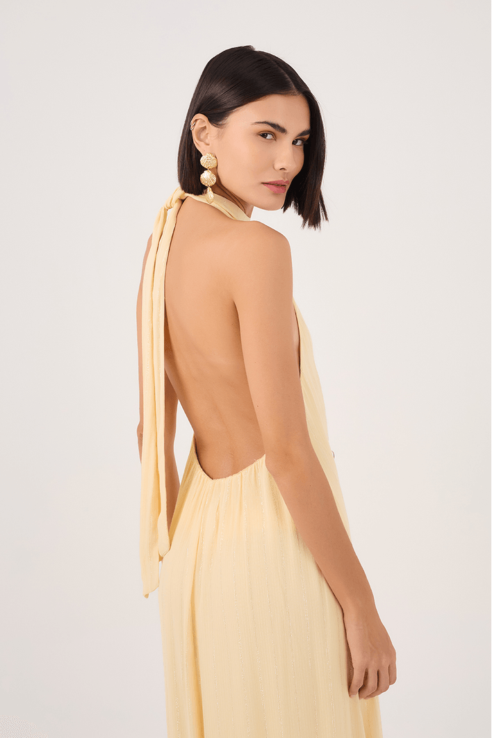 Vestido Longo Lurex Frente Única