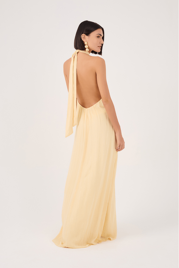Vestido Longo Lurex Frente Única