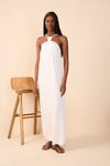 Vestido Cropped Linho Decote Bolas