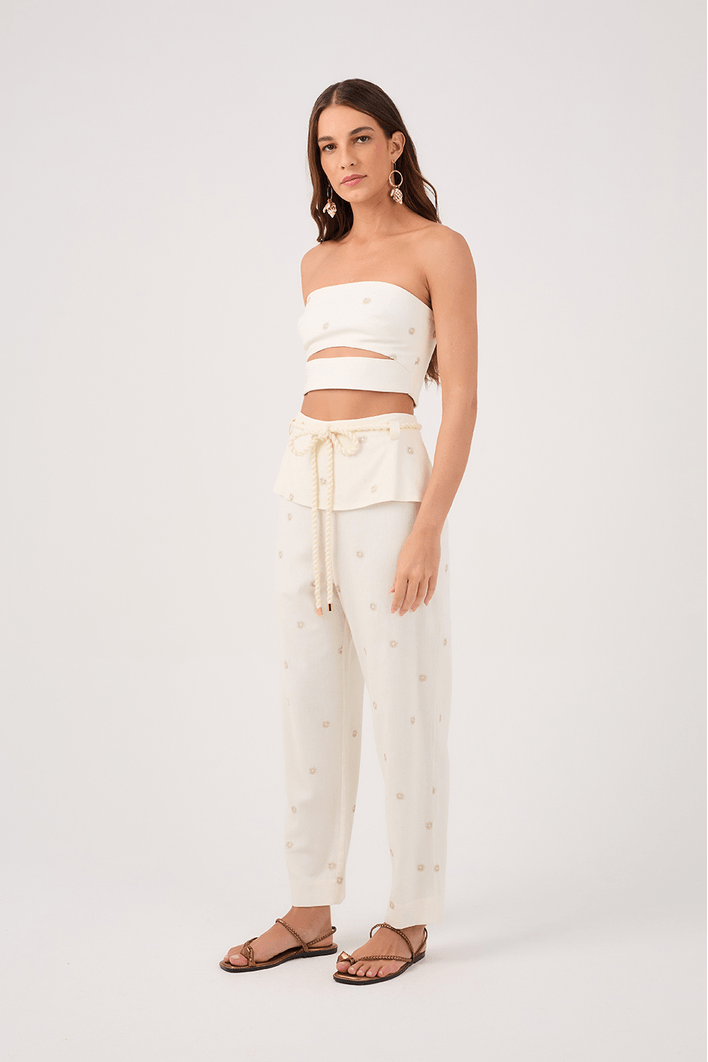 Top Linho Bordado Lurex Sol